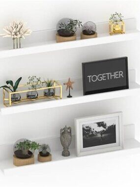 New 24 Inch White Floating Shelves for Wall Mount, Modern Wood Wall